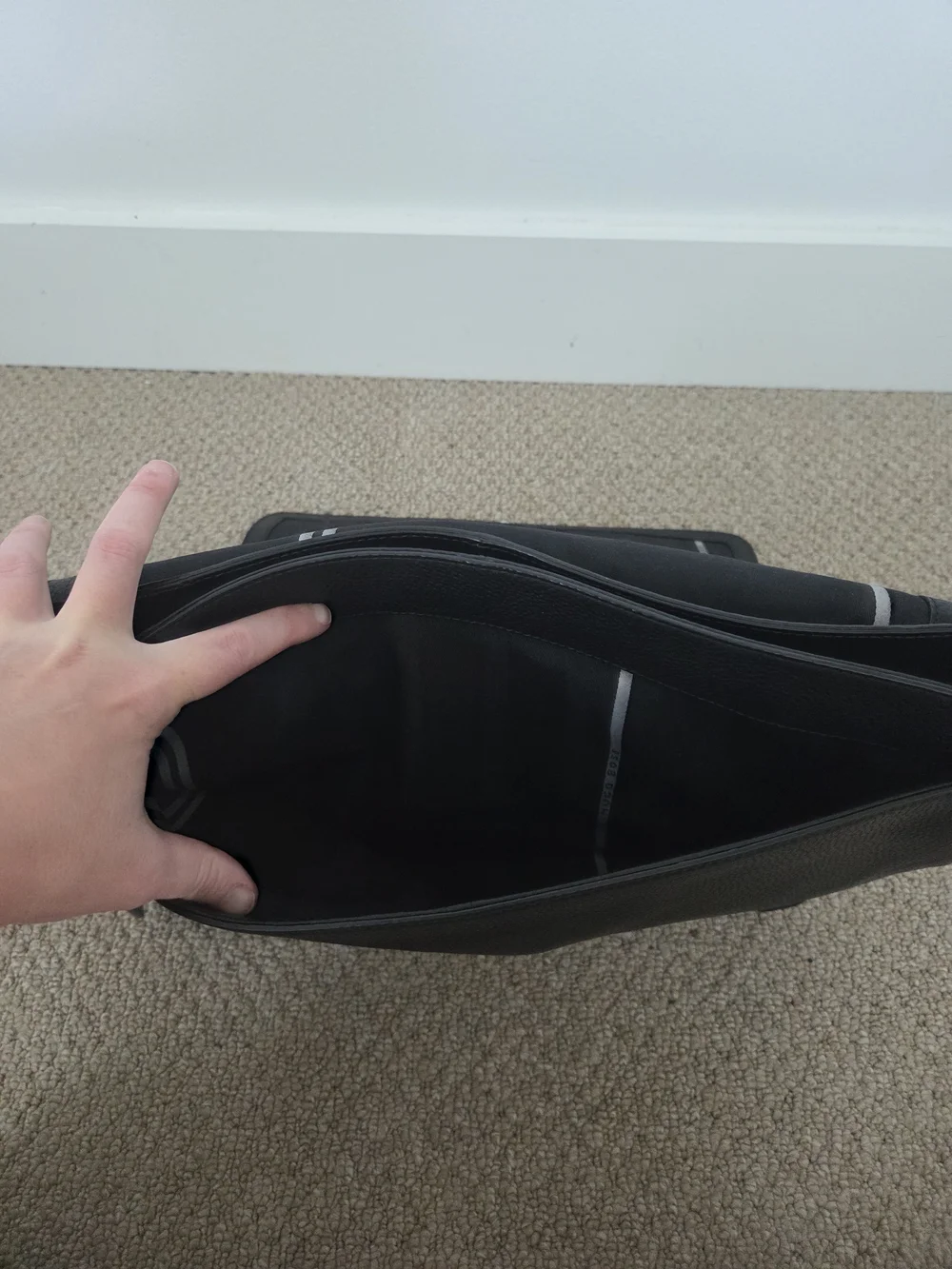 BOSS Black Leather Messenger Bag for Men